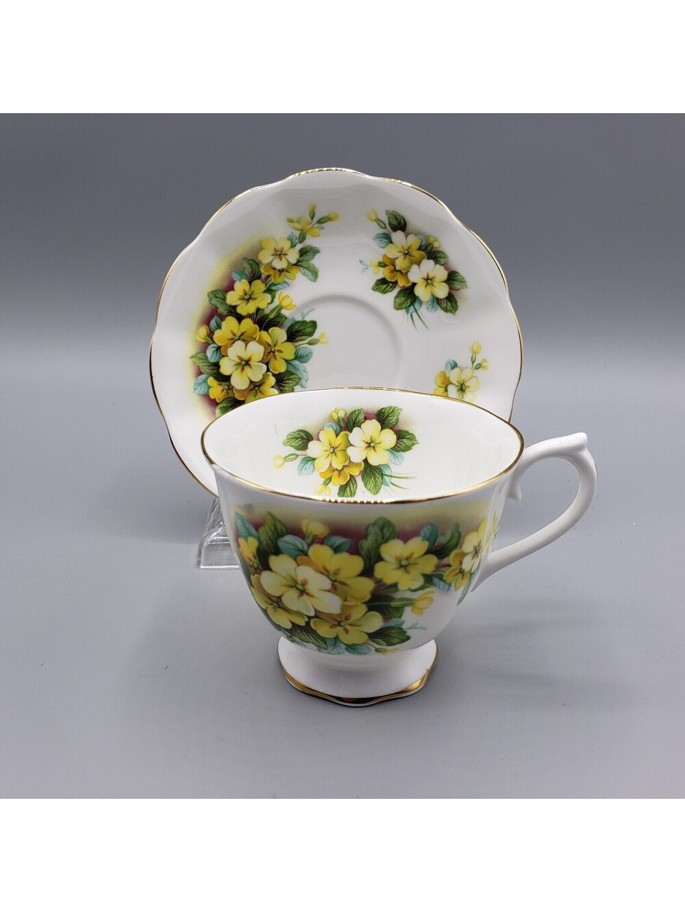 Vintage Royal Albert Teacup & Saucer Yellow Primroses Fine Bone China England